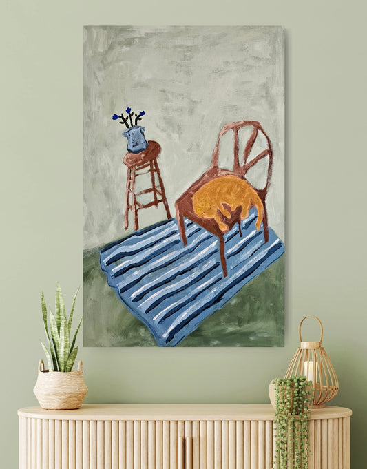 Sleeping Cat On Chair